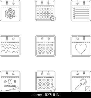 Journal icons set. Outline set of 9 journal vector icons for web isolated on white background Stock Vector