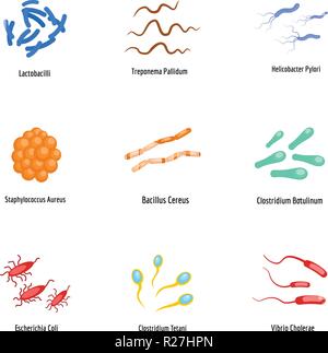 Organism icons set. flat set of 9 organism vector icons for web isolated on white background Stock Vector