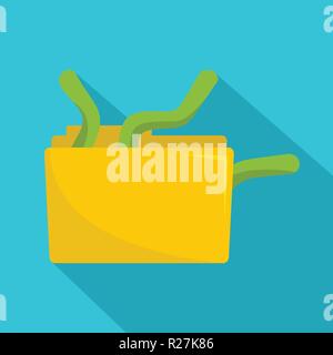 Worm in file icon. Flat illustration of worm in file vector icon for web Stock Vector