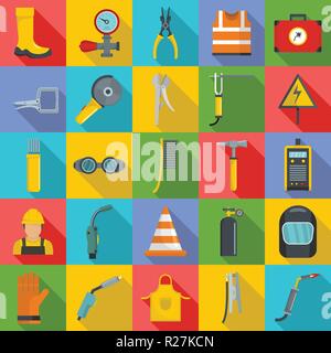 Welder equipment icons set. Flat illustration of 25 welder equipment cargo vector icons for web Stock Vector