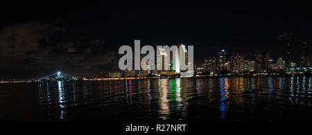 Fantastic view of San Diego skyline in the night Stock Photo