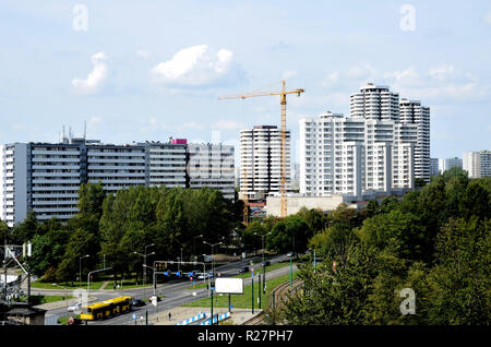 Cityscape in Upper Silesia, Poland. Chorzow city, Chorzowska street. Stock Photo