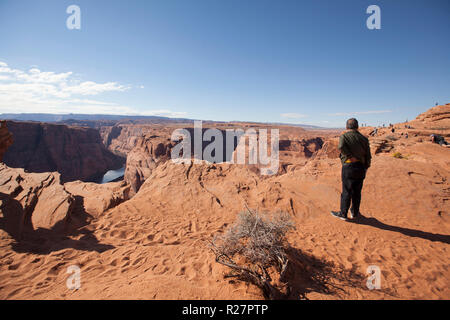 view of the top of Horseshoe Bend in Page, Arizona USA Stock Photo