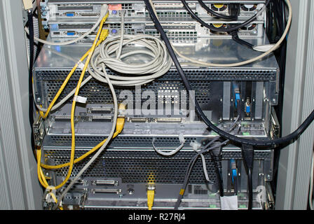 Rack Mounted Servers In A Server Room, Server rack audio cable. Severs ...