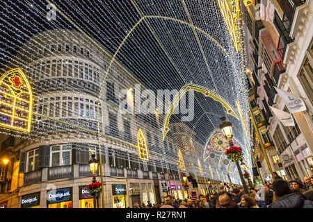 Details of Christmas decorations on Calle Marques de Larios street in the centre of Malaga city, Spain Stock Photo