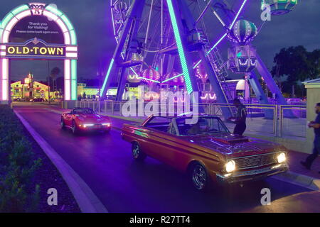 Orlando, Florida.  November 02, 2018 Nice old cars registering to enter Saturday Nite Classic Car Show and Cruise,  at Old Town Kissimme. Stock Photo