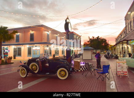 Orlando, Florida.  November 03, 2018. Nice old car exhibited with its door open at Old Town Kissimmee. Stock Photo