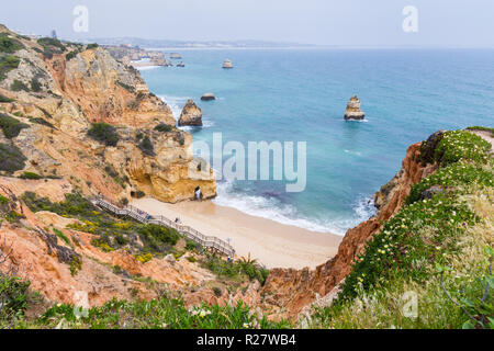 Idyllic beach Praia do Camilo, near Lagos, Algarve in Portugal Stock Photo