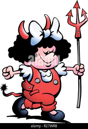 Hand-drawn Vector illustration of an Red Devil Girl Stock Vector