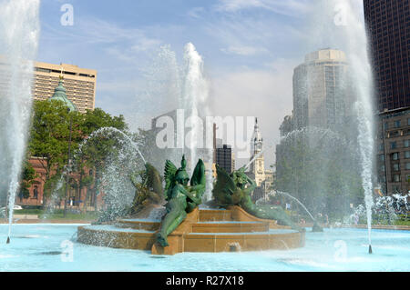 Swann Memorial Fountain in center of Philadelphia, PA, USA Stock Photo