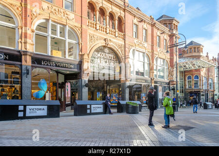 Leeds Victorian and Edwardian Shopping Arcades in the city center of Leeds. The arcades in the Victoria quarter are a center for luxury shopping Stock Photo