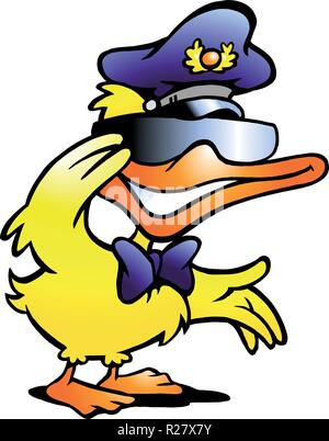 Hand-drawn Vector illustration of an Duck in uniform Stock Vector