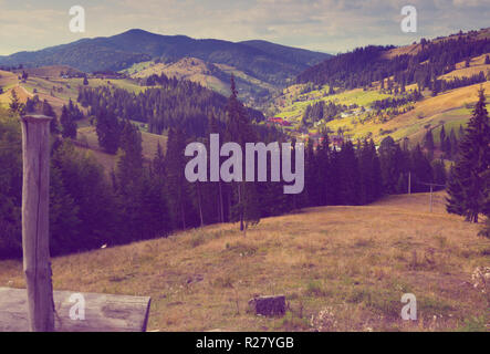 Illustration of scenic Karpaty mountains on Bucovina in Romania. Stock Photo