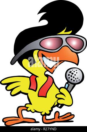 Hand-drawn Vector illustration of an smart chicken singing a song Stock Vector