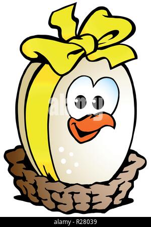 Hand-drawn Vector illustration of an chicken egg sitting in a basket Stock Vector