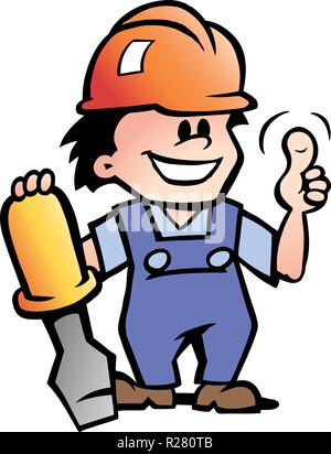 Hand-drawn Vector illustration of an Happy Mechanic Handyman Stock Vector