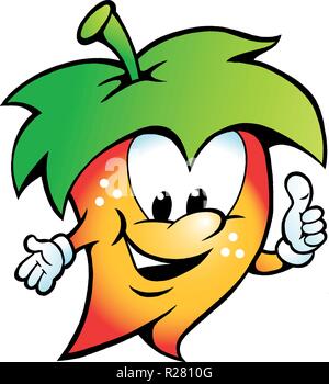 Hand-drawn Vector illustration of an happy Fuit Vegetable Food Mascot Stock Vector