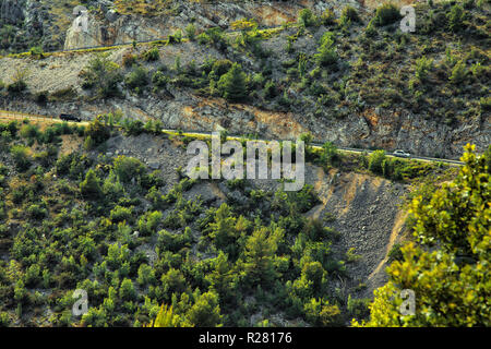 serpentine road in the mountains of croatia in summer. Stock Photo