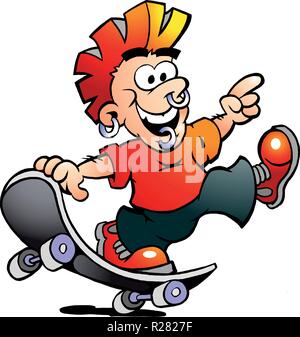 Hand-drawn Vector illustration of an Happy Cool Skater Boy Stock Vector