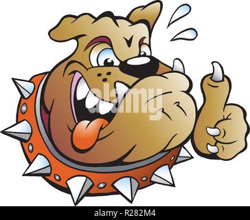 Vector Cartoon illustration of an excited Bull Dog giving Thumb Up Stock Vector