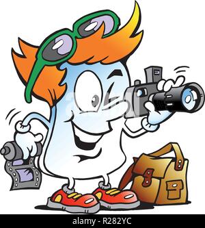 Vector Cartoon illustration of a Happy Editor Paper Photographer Mascot Stock Vector