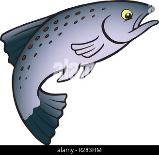 Salmon whole red fish, raw steaks and fillet, vector illustration ...