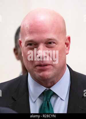 Acting Attorney General Matthew G. Whitaker departs following the ceremony where United States President Donald J. Trump awarded the Presidential Medal of Freedom in the East Room of the White House in Washington, DC on Friday, November 16, 2018. The award is the nation's highest civilian honor and is awarded by the President to individuals who made meritorious contributions to the United States. Credit: Ron Sachs/CNP (RESTRICTION: NO New York or New Jersey Newspapers or newspapers within a 75 mile radius of New York City) | usage worldwide Stock Photo