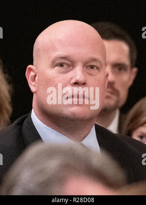 Acting Attorney General Matthew G. Whitaker awaits the arrival of United States President Donald J. Trump, who will award the Presidential Medal of Freedom during a ceremony in the East Room of the White House in Washington, DC on Friday, November 16, 2018. The award is the nation's highest civilian honor and is awarded by the President to individuals who made meritorious contributions to the United States. Credit: Ron Sachs/CNP (RESTRICTION: NO New York or New Jersey Newspapers or newspapers within a 75 mile radius of New York City) | usage worldwide Stock Photo