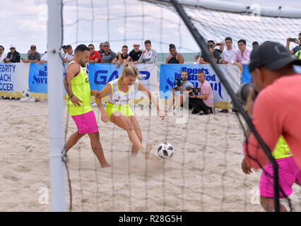 Miami, FL, USA. 17th Nov, 2018. Genie Bouchard attends the World Futbol Gala - Celebrity Beach Soccer Match presented by GACP Sports and Sports Illustrated Swimsuit and Benefiting Best Buddies Charity at Collins Park on November 17, 2018 in Miami, Florida. People: Genie Bouchard Credit: Hoo Me.Com/Media Punch *** No Ny Papers***/Alamy Live News Stock Photo