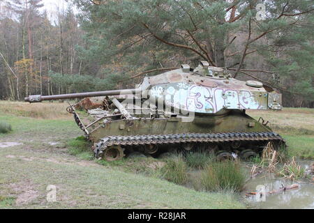 A Kaputter tank in the field, on the training area at friend in Germany. Stock Photo
