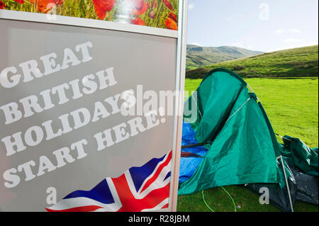 Tents destroyed by gale force winds near Kirkby Stephen in Cumbria UK Stock Photo