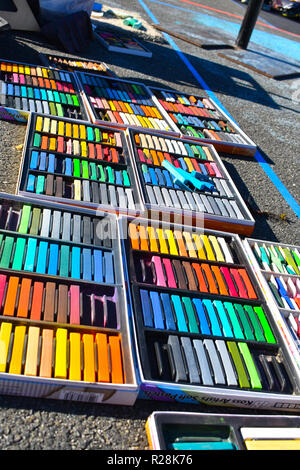 Newhall, Ca. Sept. 21, 2018 - The chalk art festival in downtown Newhall where many artists showcased their drawings on street surface. Stock Photo