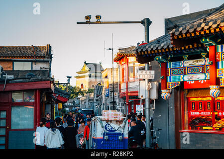 Beijing, China - September 21, 2018 : Yandai Byway, Chinese old street Hutong at Shichahai Stock Photo