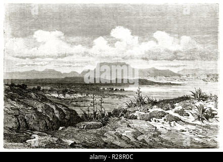 Old view of Albufera lagoon, Spain. By Dore, publ. on le Tour du Monde, Paris, 1863 Stock Photo