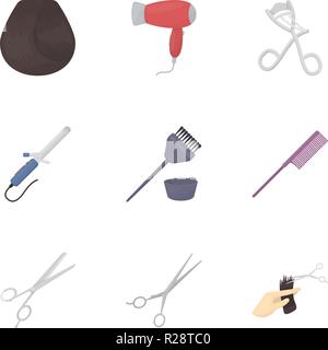 Hairdresser set icons in cartoon style. Big collection of hairdresser vector symbol stock Stock Vector