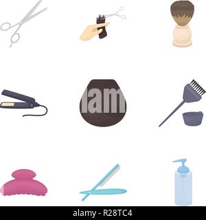 Hairdresser set icons in cartoon style. Big collection of hairdresser vector symbol stock Stock Vector
