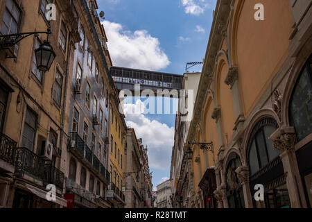 The Santa Justa Lift, also known as the Carmo Lift, located in Lisbon, Portugal. Stock Photo