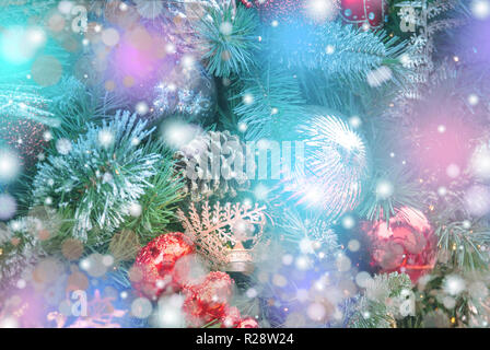 Christmas decorations on boken light background Stock Photo