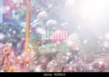 Christmas decorations on boken light background Stock Photo