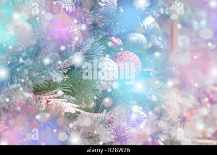 Christmas decorations on boken light background Stock Photo