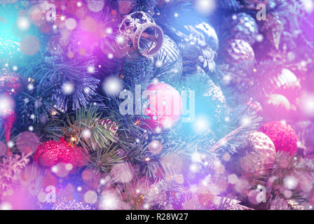 Christmas decorations on boken light background Stock Photo