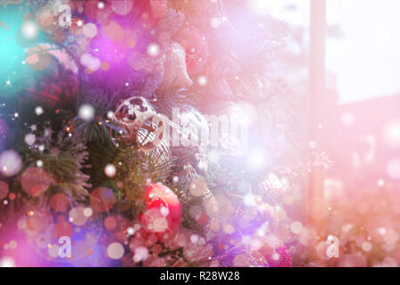 Christmas decorations on boken light background Stock Photo