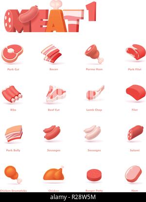Vector meat icon set Stock Vector