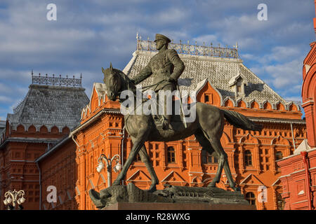 Moscow, Russian Federation. Field marshal Zhukov statue. Stock Photo