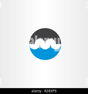 bridge and water wave logo letter m icon Stock Vector