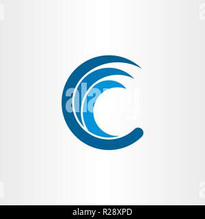 c letter logo water wave blue icon Stock Vector