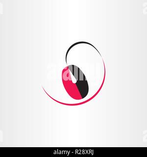 computer mouse logo red black symbol vector Stock Vector