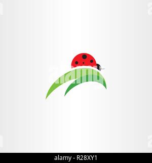 ladybug on leaf logo icon vector element Stock Vector
