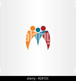 m logo business people team friends logotype vector Stock Vector