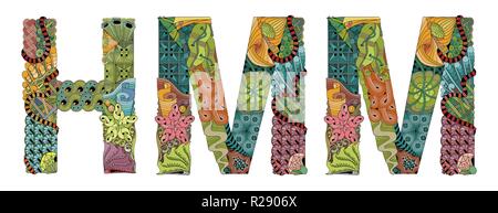 Hand-painted art design. Hand drawn illustration Interjection HMM for t-shirt and other decoration Stock Vector